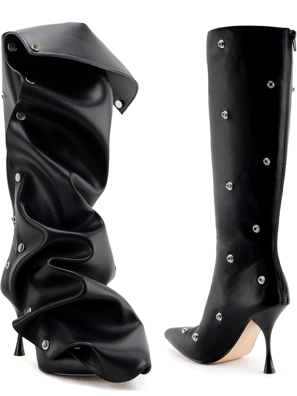 Pointed Toe Stilettos Above the Knee High Boots Slouchy High Heels 8.5